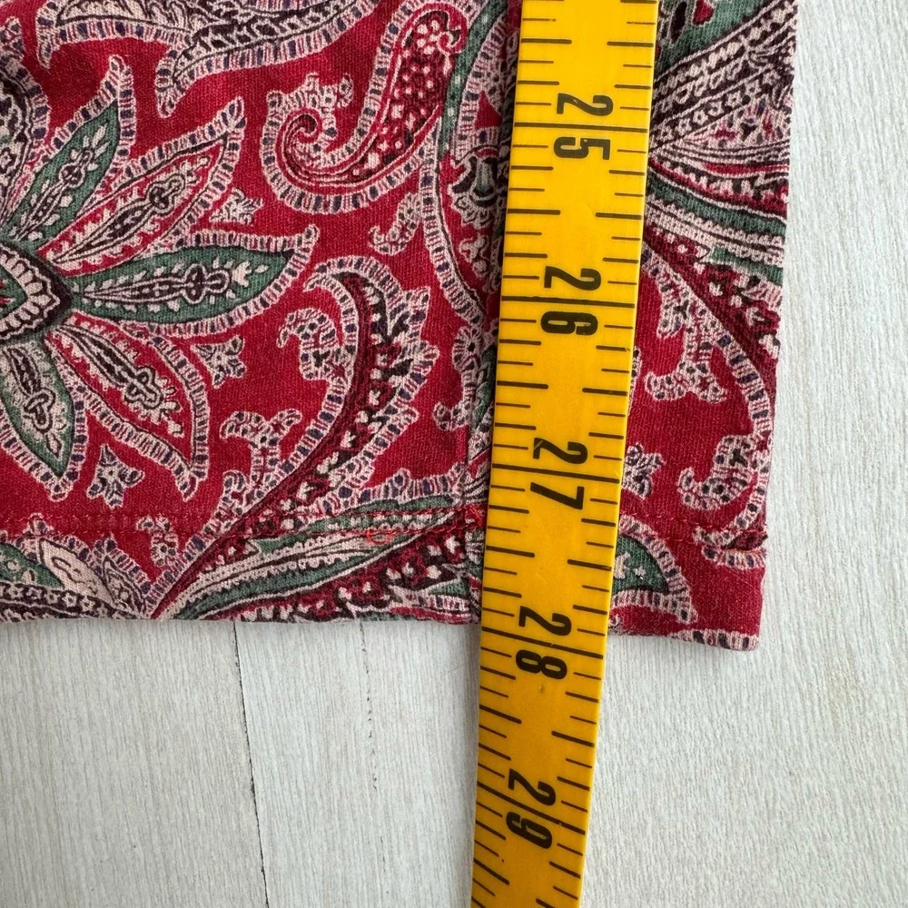 Lauren Ralph Lauren Womens Red Paisley‎ Pajama Set Button Down Pants Medium